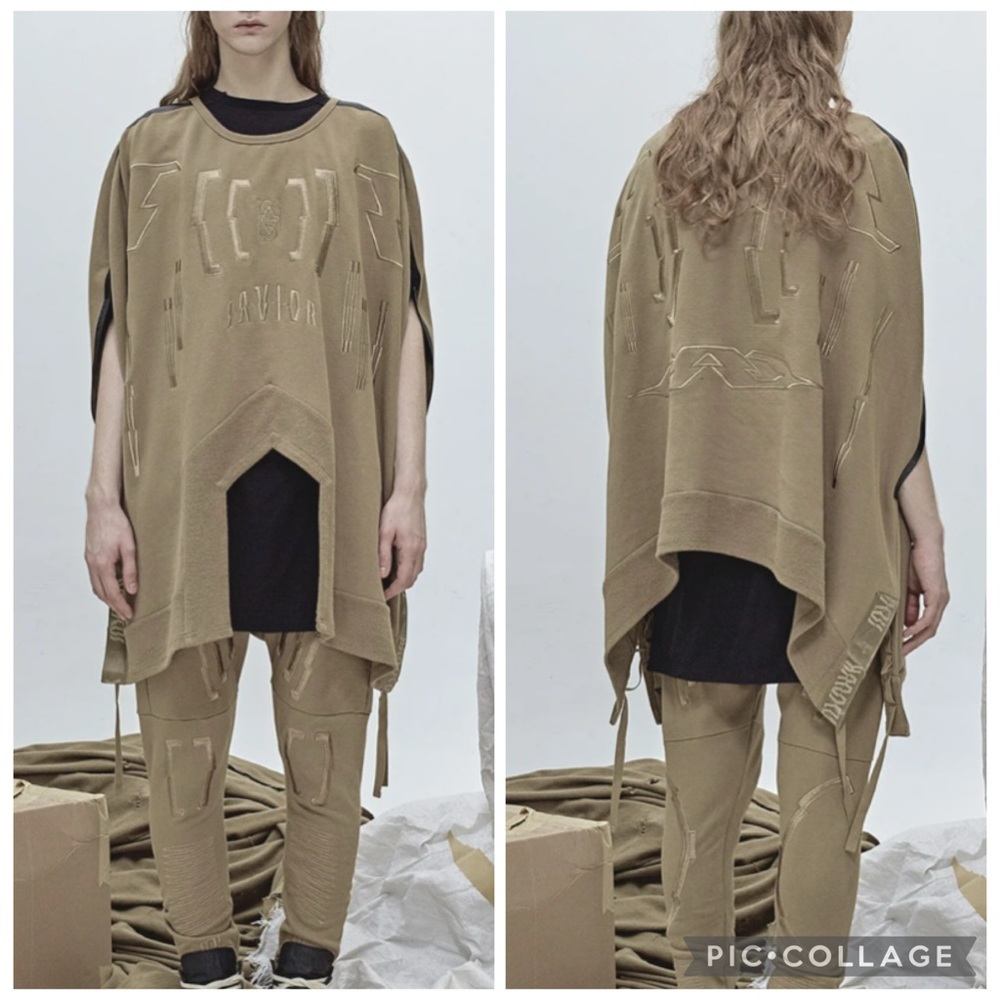 Hamcus EMBROIDERY PATTERN ZIP-UP SLEEVES OVERSIZED PUNCHO Black S/M